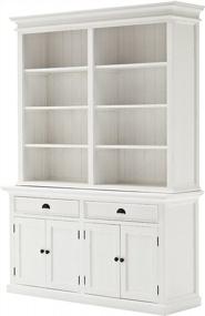 img 4 attached to Stylishly Organize Your Space With NovaSolo Halifax Pure White Mahogany Wood Hutch Bookcase