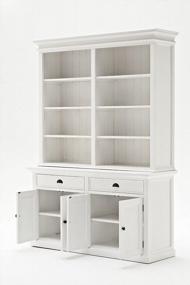 img 2 attached to Stylishly Organize Your Space With NovaSolo Halifax Pure White Mahogany Wood Hutch Bookcase