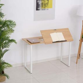 img 3 attached to Adjustable Oak Drafting And Drawing Table With Tiltable Tabletop For Artists And Professionals By HOMCOM