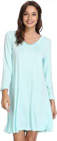 img 4 attached to Experience Comfort With WiWi Bamboo Nightgowns: Long Sleeve, Stretchy, Plus Size Sleepwear For Women
