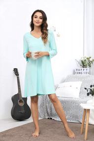 img 1 attached to Experience Comfort With WiWi Bamboo Nightgowns: Long Sleeve, Stretchy, Plus Size Sleepwear For Women
