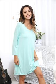 img 2 attached to Experience Comfort With WiWi Bamboo Nightgowns: Long Sleeve, Stretchy, Plus Size Sleepwear For Women