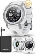 garmin instinct 2s solar surf (ericeira) gps rugged smart watch power bundle with playbetter tpu screen protectors & charger windsurfing, kiteboarding, & surf watch with multi-gnss, s/m, 40mm logo