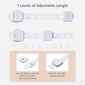 img 2 attached to 👶 SEEDNUR Child Safety Cabinet Locks - Baby Proofing Latches for Drawer, Door, Fridge, Oven, Toilet - Adjustable Strap, No Drill, No Tool - 2 Count, White