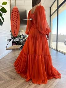 img 3 attached to Women'S Pleated V-Neck Ball Gown Prom Dress With Karine Long Puffy Sleeves For Formal Evening Wear