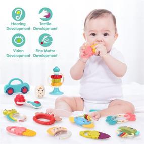 img 3 attached to Qizebaby Baby Toys: 12PCS Rattle Teething Toys for 6-12 Months, Music Learning & Grab-Spin Rattles for Newborns to Toddlers, Boys and Girls