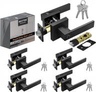 set of 5 heavy duty matte black square entry door levers with keyed different locks and removable latch plates, ideal for commercial and residential use - by bestten monaco logo
