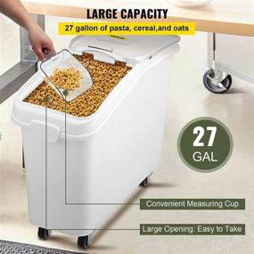 img 2 attached to 📦 Commercial White Ingredient Storage Bin - Mophorn 27 Gallon 500 Cup Container with Scoop and Sliding Lid, Ideal for Kitchen