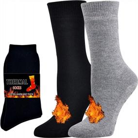 img 4 attached to 2 Pairs JORMATT Mens Thick Thermal Socks - Insulated Heated Heavy Warm Winter Cold Weather