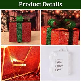 img 2 attached to 🎁 Bstge Christmas Lighted Gift Boxes Set - 60 Warm White LED Decorations with Bows - Indoor/Outdoor Holiday Art Decor - 3 Sizes