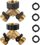 2-pack brass ball valve hose splitter 3/4 inch y connector with rubber washers for garden faucet tap logo