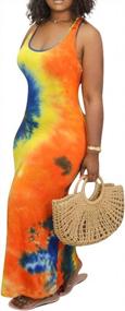 img 4 attached to Womens Tie Dye Bodycon Maxi Dresses Beach Vacation Sleeveless Casual Sexy Floral Summer Boho Plus Size Sundresses