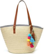 straw tassels summer handwoven shoulder women's handbags & wallets ~ hobo bags logo