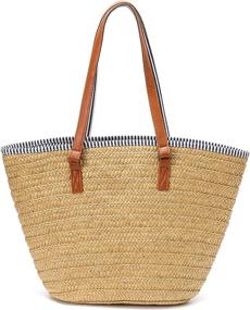 img 2 attached to Straw Tassels Summer Handwoven Shoulder Women's Handbags & Wallets ~ Hobo Bags