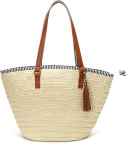 img 3 attached to Straw Tassels Summer Handwoven Shoulder Women's Handbags & Wallets ~ Hobo Bags