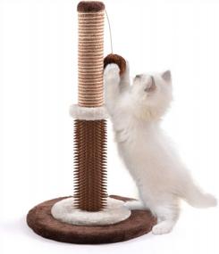 img 4 attached to Jaoul 21" Cat Scratching Post With Double Base Plate And Self Groomer For Indoor Cats