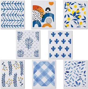 img 4 attached to 🌿 Nature-inspired Reusable Kitchen Dishcloths: 8 Pieces of Swedish Dish Cloth Set for Quick Drying & Absorbent Cleaning – Ideal for Washing Dishes, Cleaning Wipes, and Hand Towel in Kitchen