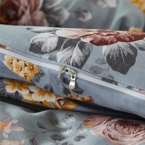 img 2 attached to Набор пододеяльников для пуховых одеял Vintage Farmhouse Grey с цветочным принтом: 100% матовый хлопок, ультрамягкое одеяло с застежкой-молнией, размер королевы, 3 шт.