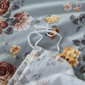 img 1 attached to Набор пододеяльников для пуховых одеял Vintage Farmhouse Grey с цветочным принтом: 100% матовый хлопок, ультрамягкое одеяло с застежкой-молнией, размер королевы, 3 шт.