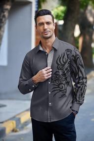 img 3 attached to 👔 COOFANDY Button Fashion Sleeve X Large Men's Clothing: Stylish Shirts for the Fashion-Forward Gentleman