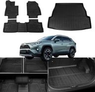 bomely fit 2019 2020 2021 2022 rav4 trunk floor mats tpe cargo liner all weather rear trunk mat for toyota rav4 accessories (set of 4 mats) logo