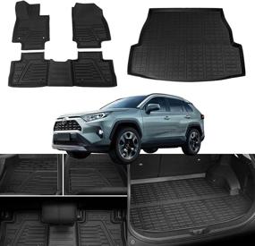 img 4 attached to Bomely Fit 2019 2020 2021 2022 Rav4 Trunk Floor Mats TPE Cargo Liner All Weather Rear Trunk Mat For Toyota Rav4 Accessories (Set Of 4 Mats)