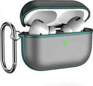 чехол airpods pro 2019 kocuos защитный чехол, полупрозрачная матовая устойчивая к царапинам оболочка из тпу для чехла для зарядки (зеленый) логотип