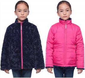 img 2 attached to Rokka&Rolla Girls' Reversible Water-Resistant Teddy Sherpa Fleece Puffer Jacket Winter Coat