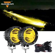 🌟 auxbeam amber led light pod set, 2pcs 72w 7200lm offroad round lights, super bright 7070 leds, golden yellow spot beam bar for jeep, suv, atv, utv, wrangler - includes wiring harness kit логотип