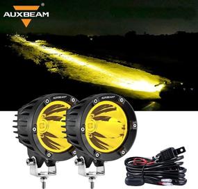 img 4 attached to 🌟 Auxbeam Amber LED Light Pod Set, 2PCS 72W 7200LM Offroad Round Lights, Super Bright 7070 LEDs, Golden Yellow Spot Beam Bar for Jeep, SUV, ATV, UTV, Wrangler - Includes Wiring Harness Kit