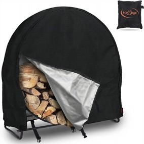 img 4 attached to HOMEYA Firewood Log Hoop Cover 48 Inch, Wood Rack Cover Heavy-Duty 420D Oxford Waterproof Circular Dry Wood Storage Holder Cover With Zipper & Adjustable Buckle For Outdoor Woodpile Protection