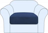 h.versailtex navy jacquard textured twill sofa cushion covers - high stretch slipcovers for individual seats. logo