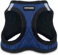 voyager plush step-in dog harness – soft step in vest for small/medium dogs by best pet supplies - royal blue faux leather, size s (chest: 14.5 - 16&quot;) logo