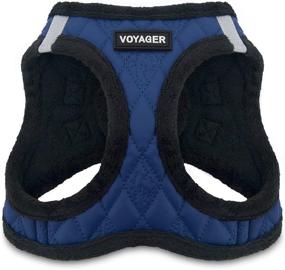 img 4 attached to Voyager Plush Step-In Dog Harness – Soft Step In Vest for Small/Medium Dogs by Best Pet Supplies - Royal Blue Faux Leather, Size S (Chest: 14.5 - 16&quot;)