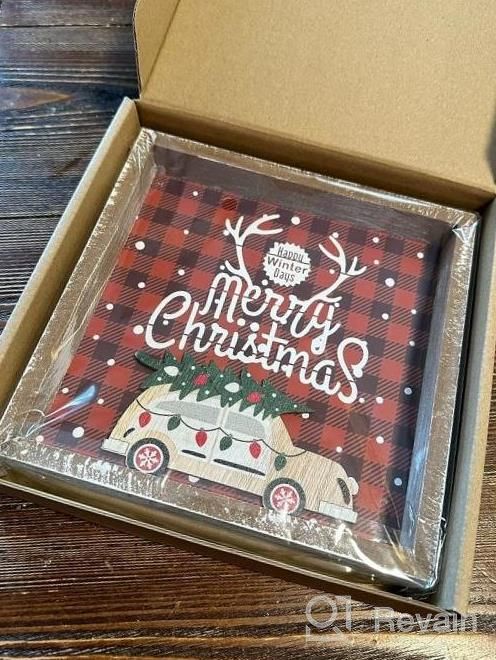 img 1 attached to 7-Inch Rustic Wooden Framed Signs For Christmas And Winter Décor - Merry Christmas And Happy Winter Days Plaques For Tabletop, Shelf, Tiered Tray, And Mantle Decorations review by Veronica Garcia