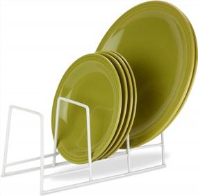img 1 attached to 🍽️ Efficiently Organize Plates with Honey-Can-Do KCH-02165 Cushion Coated Steel Wire Plate Rack in White