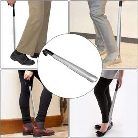 img 2 attached to Easy Shoe Wearing For All Ages: 17" Long-Handled Metal Shoe Horn - 2 Pack
