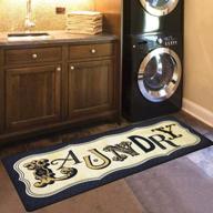 vintage style laundry room floor mat by ustide - non-skid, waterproof entry rug and bath rug for wash room and kitchen - 20" x 48 logo