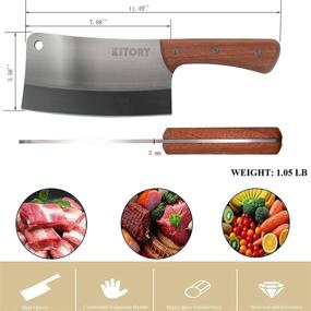 img 2 attached to Kitory Meat Cleaver 7'' Heavy Duty Chopper Butcher Knife Bone Cutter Chinese Kitchen Chef’S Chopping Knife For Meat, Bone- Full Tang 7CR17MOV High Carbon Stainless Steel - Pear Wood Handle