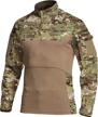cqr men's tactical combat shirt - camo military style long sleeve edc top logo