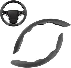 img 4 attached to 🚗 QUWEI Universal Car Suede Steering Wheel Cover: Stylish, Removable, Anti-Slip Protection for Men and Women - Ideal for All Seasons