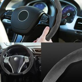 img 3 attached to 🚗 QUWEI Universal Car Suede Steering Wheel Cover: Stylish, Removable, Anti-Slip Protection for Men and Women - Ideal for All Seasons