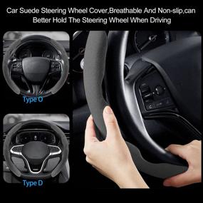 img 1 attached to 🚗 QUWEI Universal Car Suede Steering Wheel Cover: Stylish, Removable, Anti-Slip Protection for Men and Women - Ideal for All Seasons