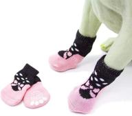 🐾 anti-slip dog socks - small breed puppy shoes with reinforced rubber soles - set of 4 breathable soft socks for pet dogs (size l, i) логотип