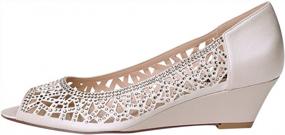 img 3 attached to Sparkling Rhinestone Bridal Wedges With Low Heel And Peep Toe For Women By ERIJUNOR - Perfect For Weddings