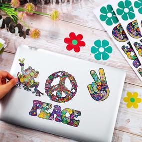 img 1 attached to 32 Pieces Hippie Theme Car Stickers | Peace and Love decals | Cute Car Flower Stickers for Bumpers, Car Windows, Water Bottles, Laptops, Skateboards, and Computers