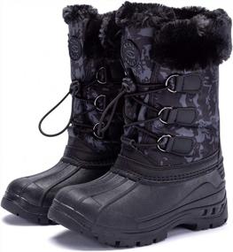 img 3 attached to Водонепроницаемые зимние сапоги для детей - HOBIBEAR Уличные ботинки с теплой изоляцией (черный, размер 13, маленький ребенок)