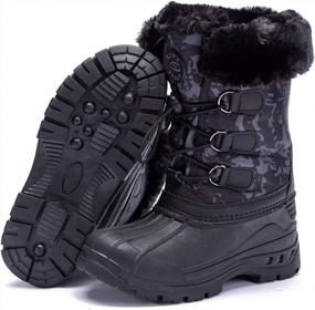 img 2 attached to Водонепроницаемые зимние сапоги для детей - HOBIBEAR Уличные ботинки с теплой изоляцией (черный, размер 13, маленький ребенок)