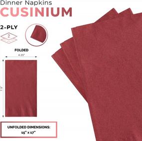 img 3 attached to 2-Ply Burgundy Dinner Napkins - 125 Pack, 15" X 17" Unfolded, 7.5" X 4.25" Folded - CUSINIUM Brand.