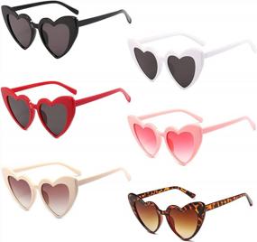 img 4 attached to 6 Pack Vintage Heart Shaped Cat Eye Sunglasses For Women: Perfect For Bridal Bachelorette Parties!